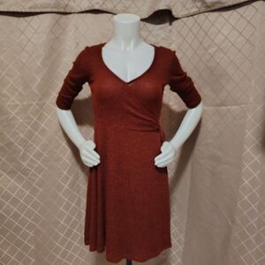 Adam Levine Collection Rust Long Sleeve Dress